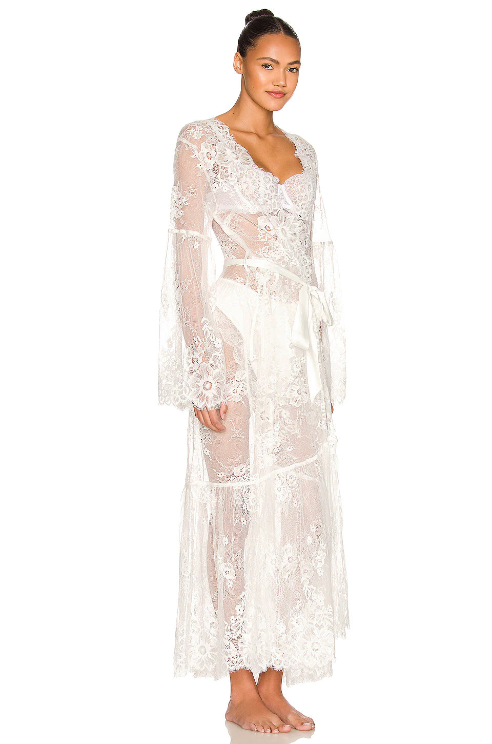 Georgina Long Lace Bridal Robe | Homebodii
