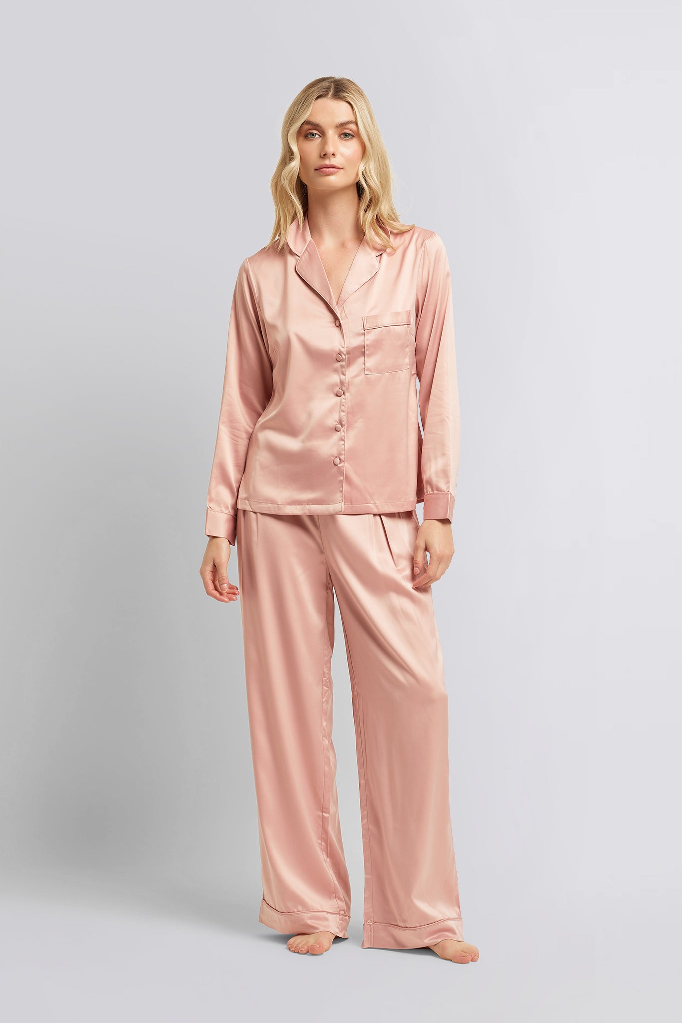 Toni Womens Personalised Satin Pyjama Lounge Set Rust | Homebodii
