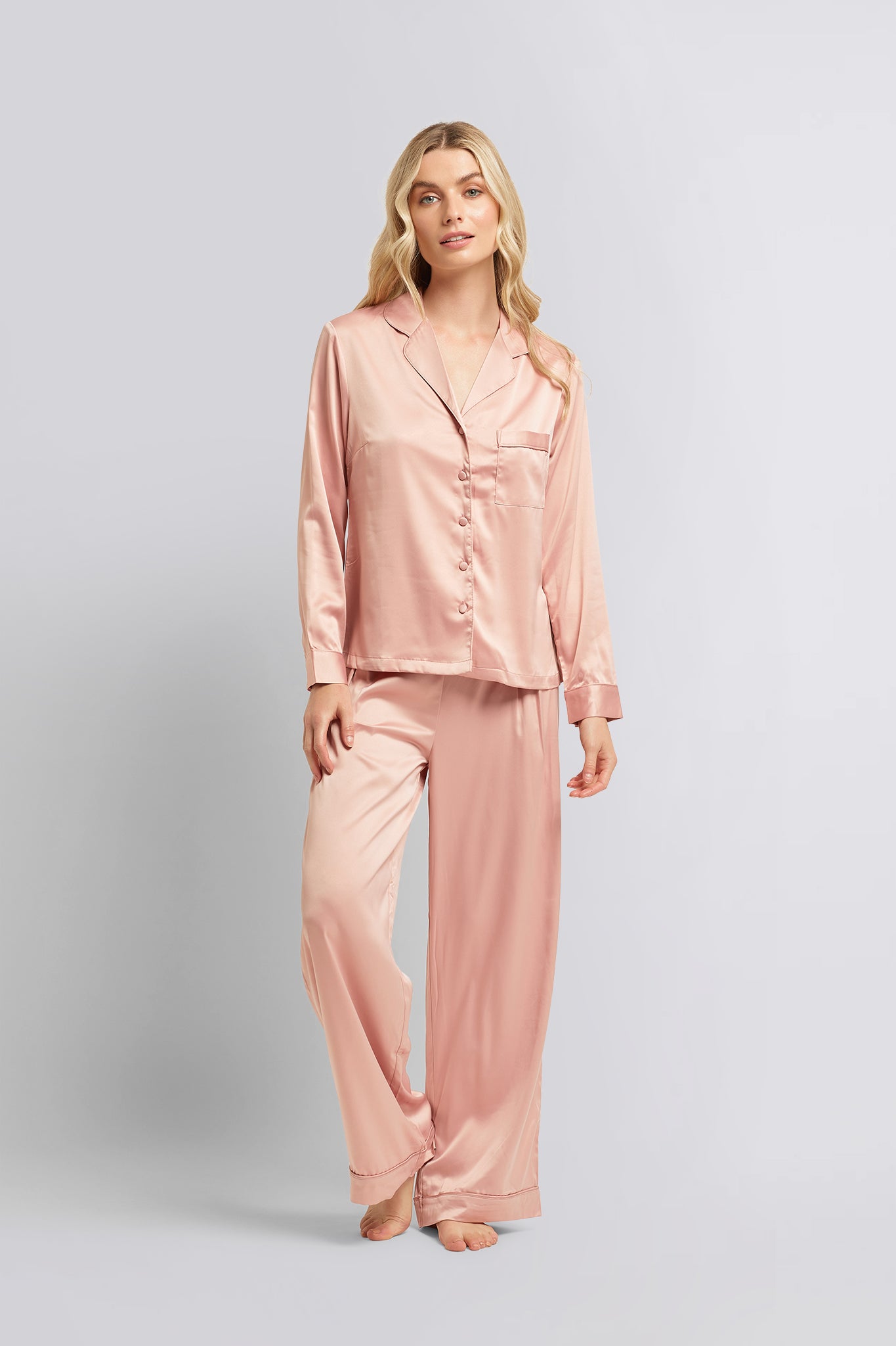 Toni Womens Personalised Satin Pyjama Lounge Set Rust | Homebodii