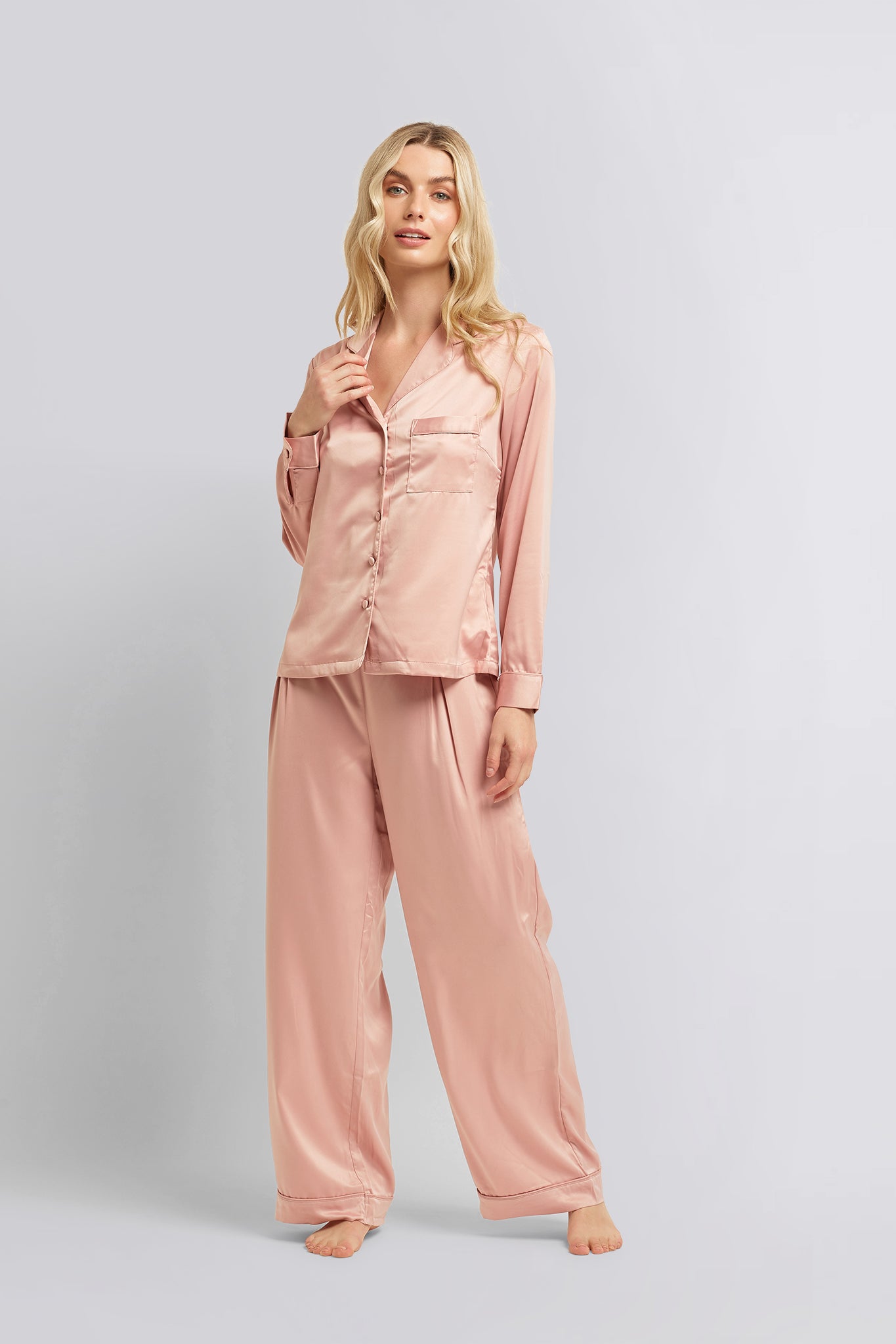 Toni Womens Personalised Satin Pyjama Lounge Set Rust | Homebodii