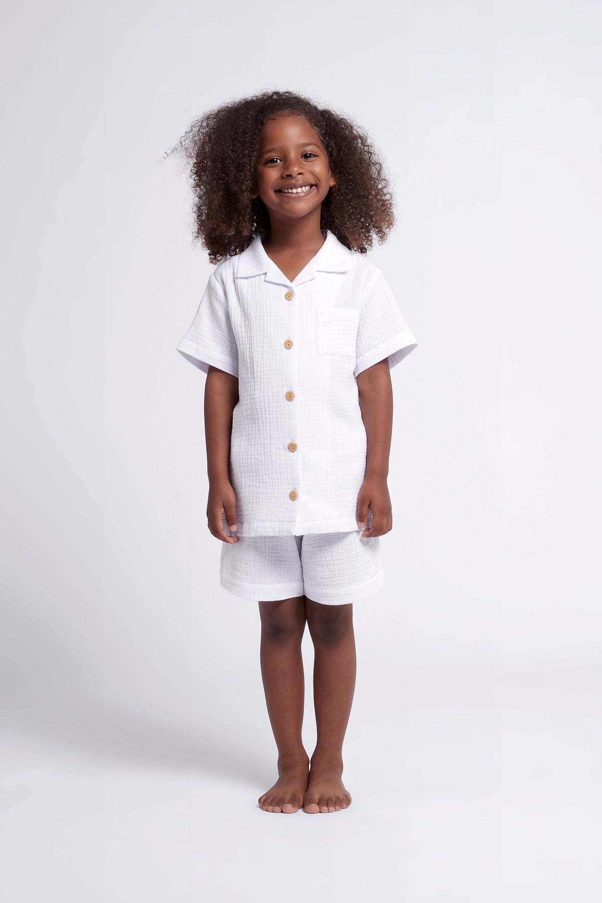 Piper Bubble Cotton Personalised Childrens Short Pyjama Set White | Homebodii