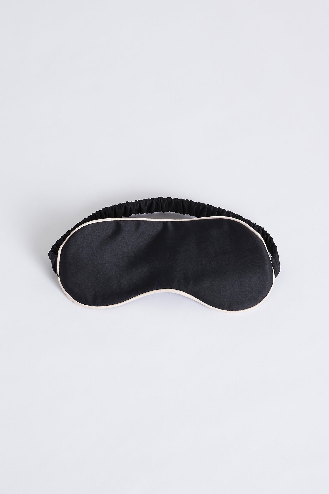 Satin Eye Mask Black With Blush Piping | Homebodii