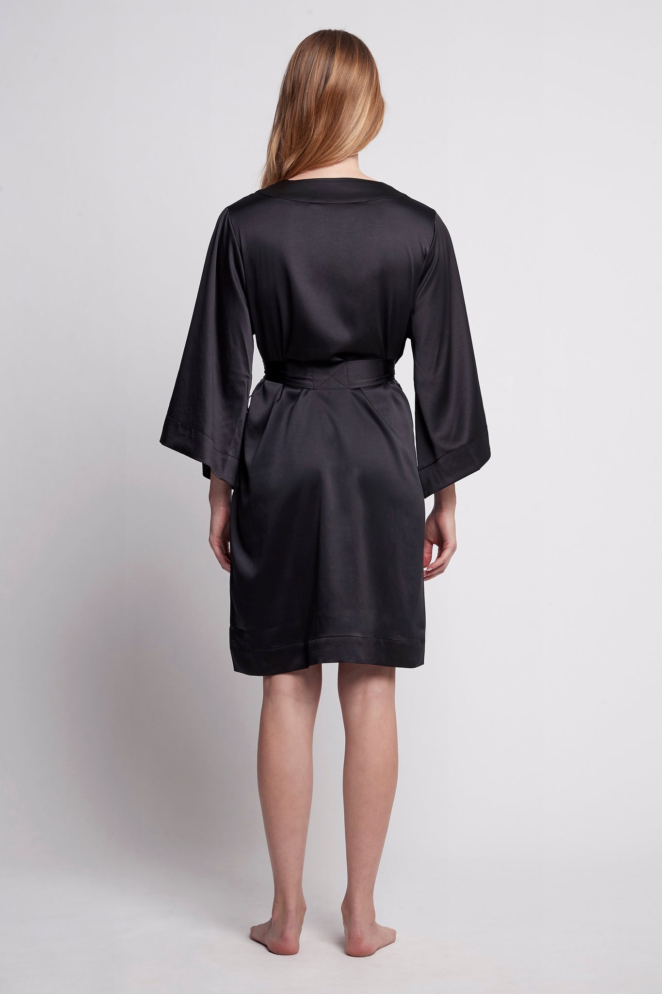 Jasmine Luxury Satin Personalised Robe Black | Homebodii
