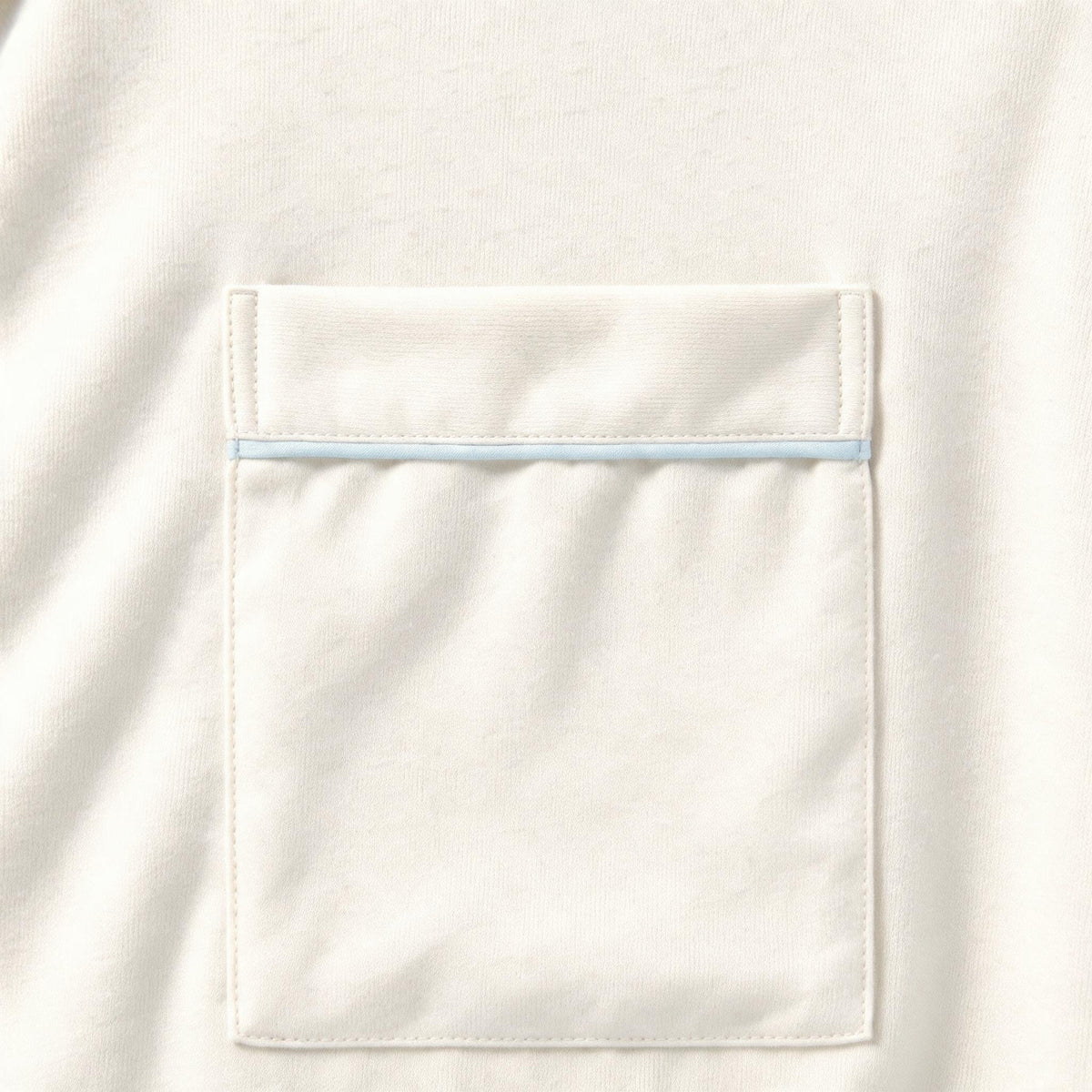 Mila Bamboo PJ Short Sleeve Long Pant – White with Blue