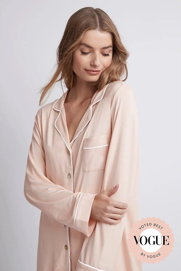 Petra Tencel™ Lounge Pyjama Set - Blush with White Piping