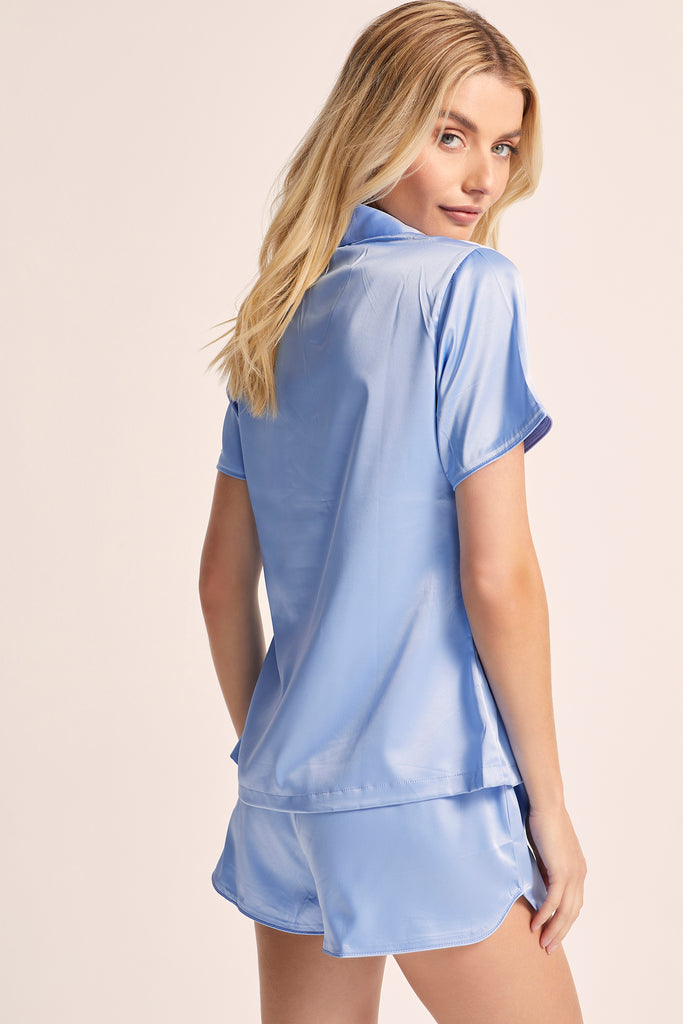 Toni Satin Womens personalised pyjama Summer Song Blue