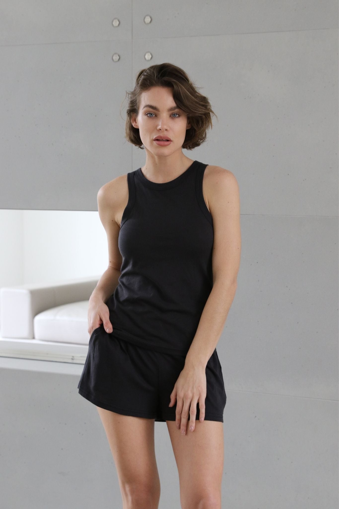 Homebodii Basic Tencel™ Womens Singlet  Black | Homebodii