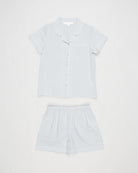 Eva Kids Short Tencel™ Personalised Pyjama Set  Eggshell Blue With White Piping | Homebodii