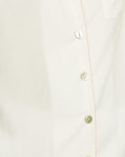 Eva Short Tencel™  Womens Personalised Pyjama Set  White With Blush Piping | Homebodii