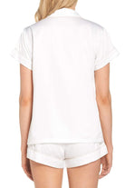 Grace Short Satin Personalised Pyjama set with  White With Blush Piping | Homebodii