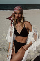 Leah Long Lace Bridal Robe | Homebodii