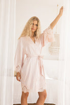 Olivia Luxury Satin Personalised Womens Robe Blush | Homebodii