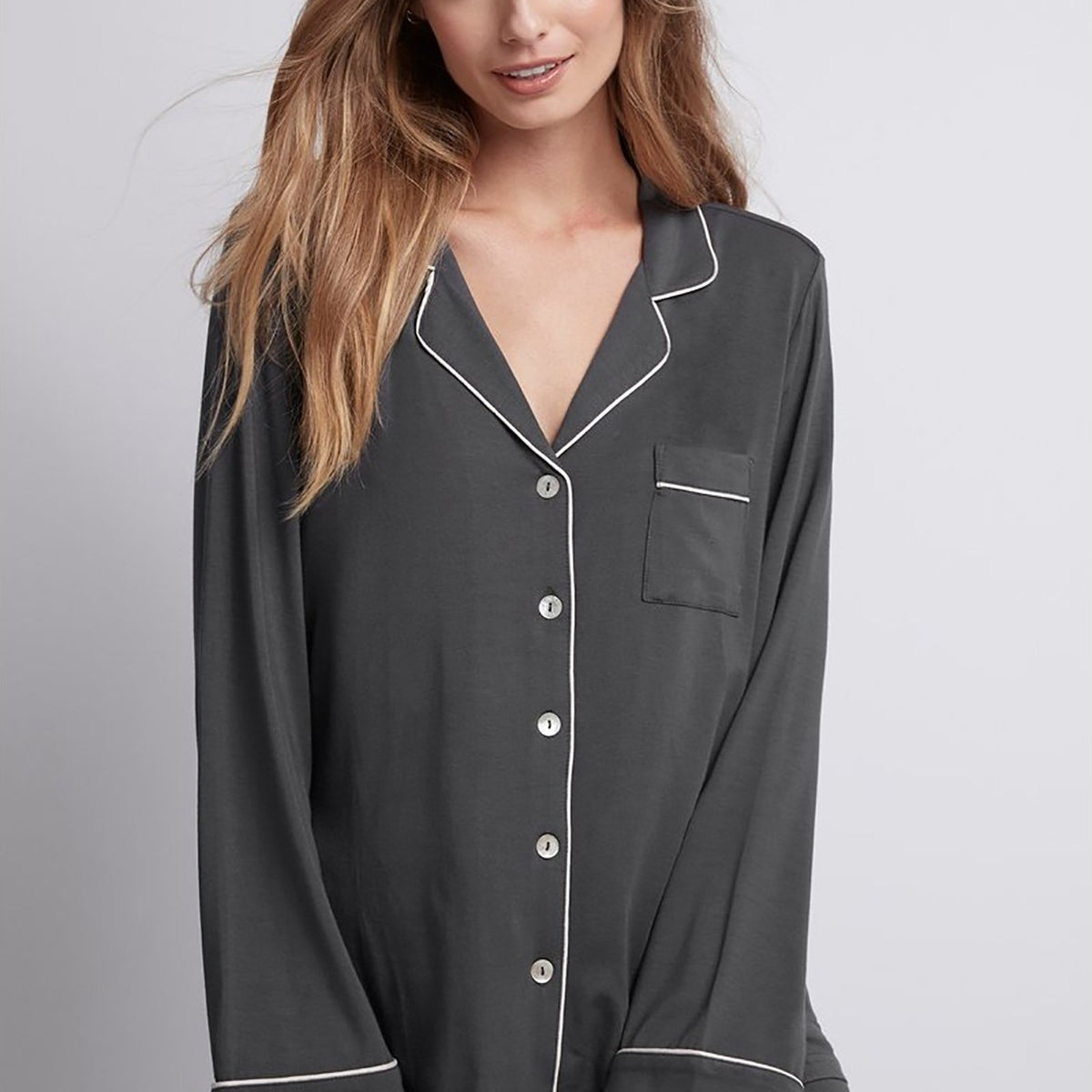 Charcoal TENCEL™ Lounge Pyjama Set | Petra Long PJs | homebodii ...