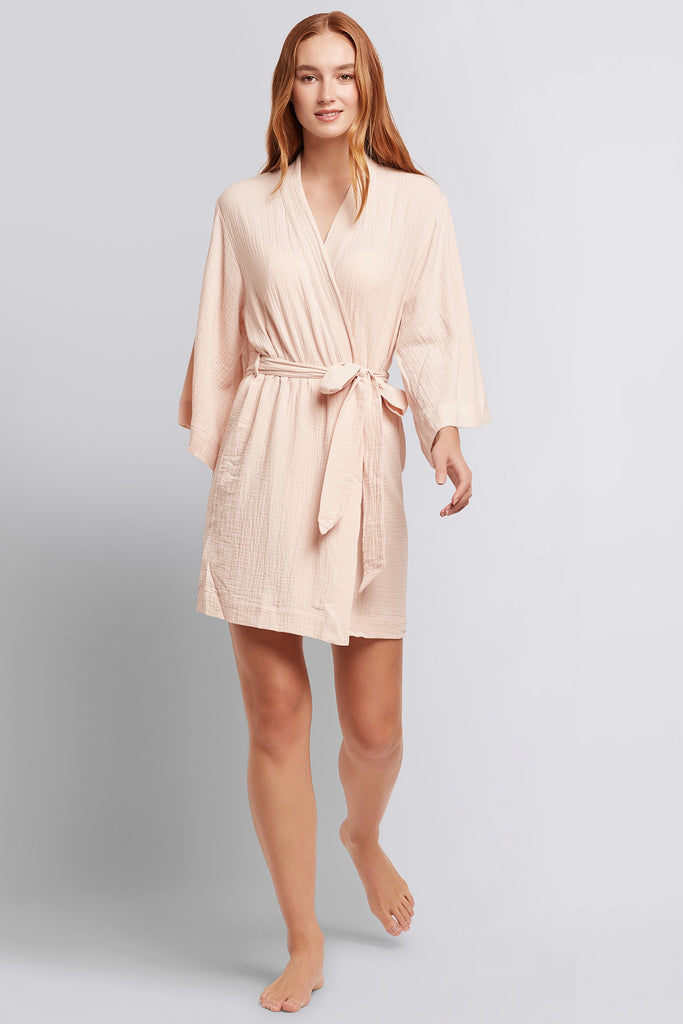 Piper Bubble Cotton Personalised Womens Robe  Blush | Homebodii