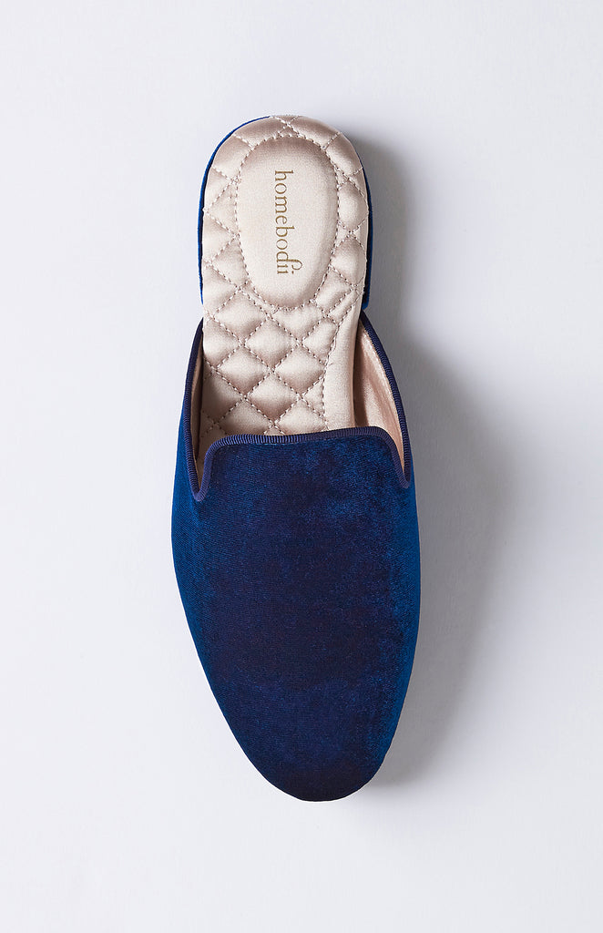 Florence Luxury Velvet Slipper  Navy | Homebodii