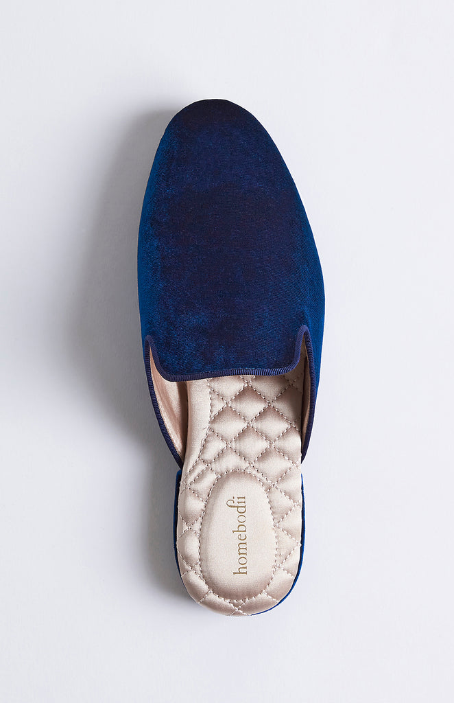 Florence Luxury Velvet Slipper  Navy | Homebodii