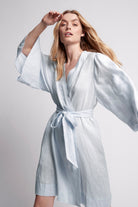 Rebecca Linen Personalised Robe Eggshell Blue | Homebodii