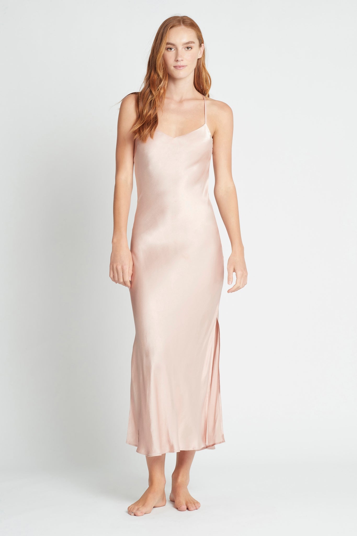 Kiralee Luxury Satin Slip Dress  Dusty Rose | Homebodii